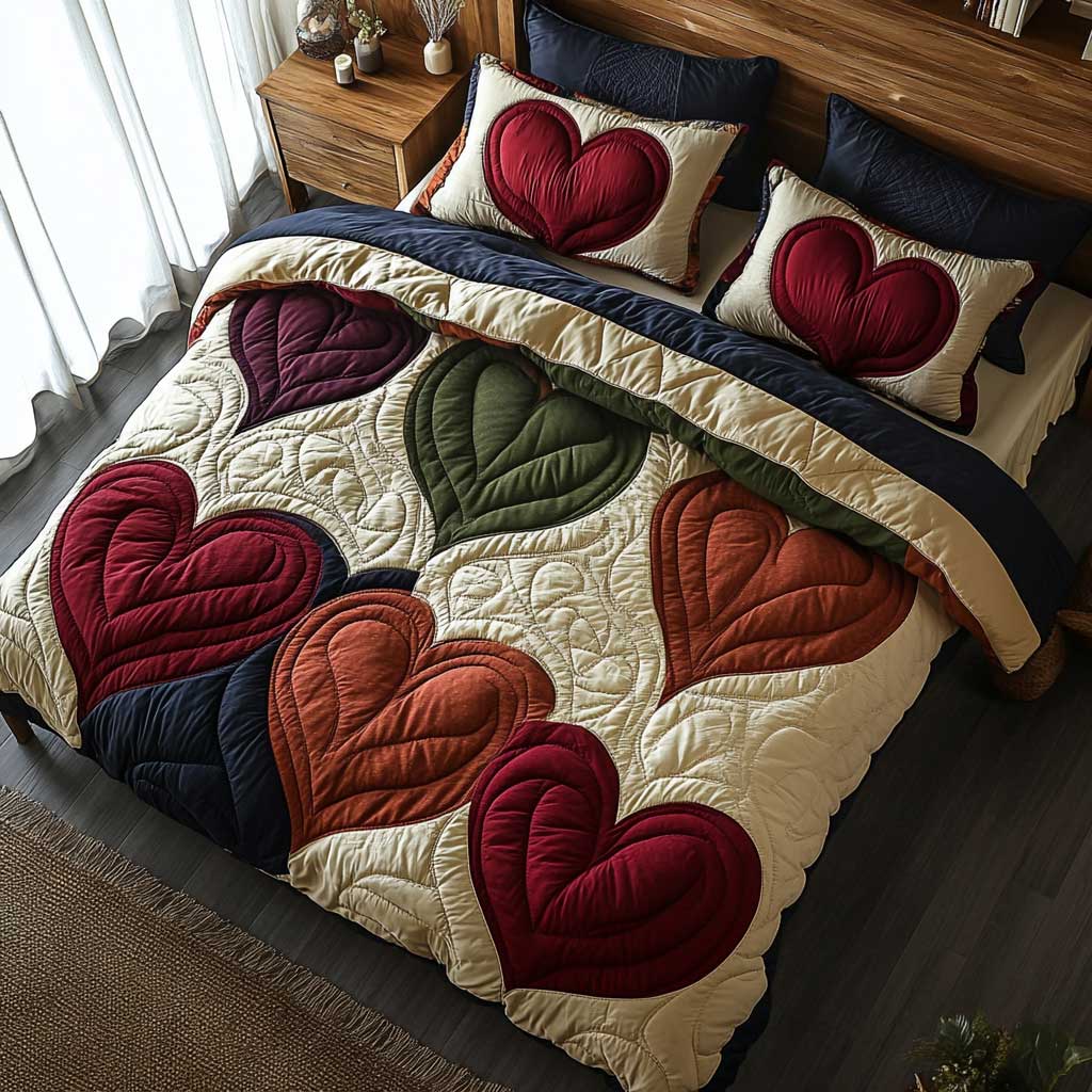 Heart Patchwork WP0802046CL Quilted Bedding Set