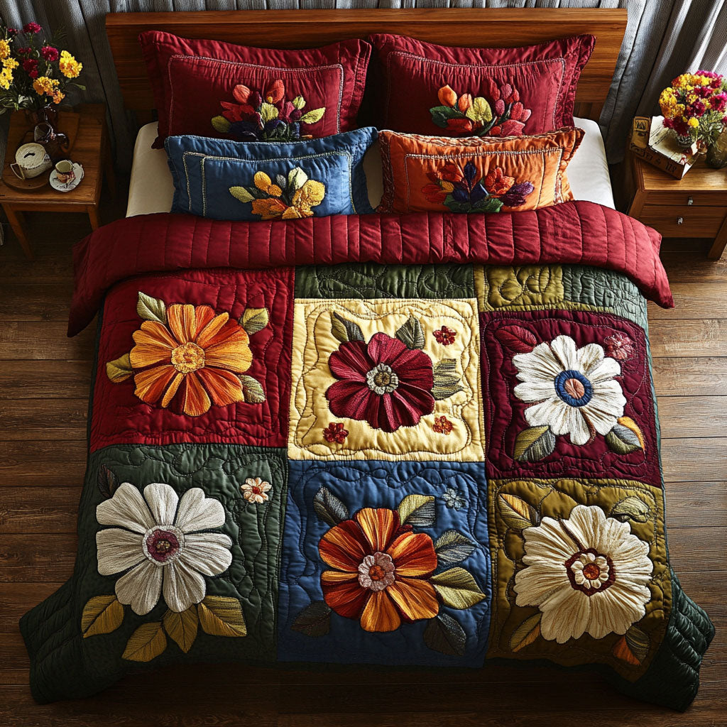 Flowers WX2702039CL Quilted Bedding Set