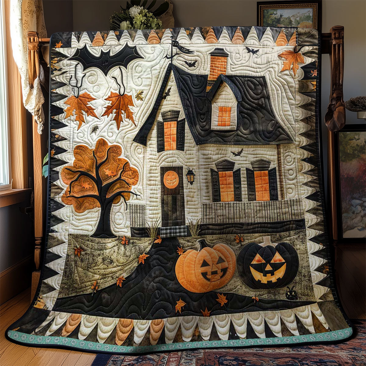 Halloween Enchanted Cottage WN1408078CL Quilt Blanket