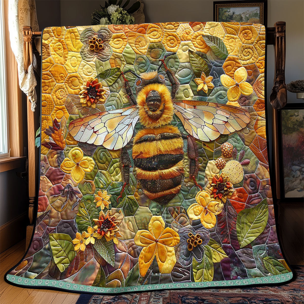 Queen Bee Hexagon WP1008015CL Quilt Blanket