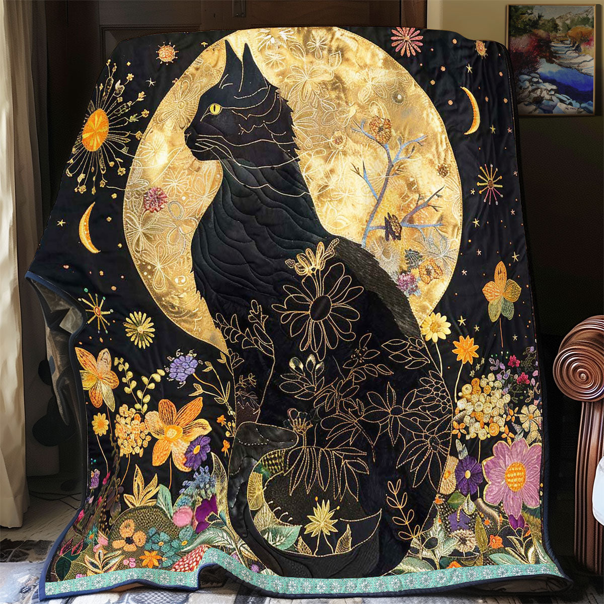Fortune Black Cat WP0909031CL Quilt Blanket