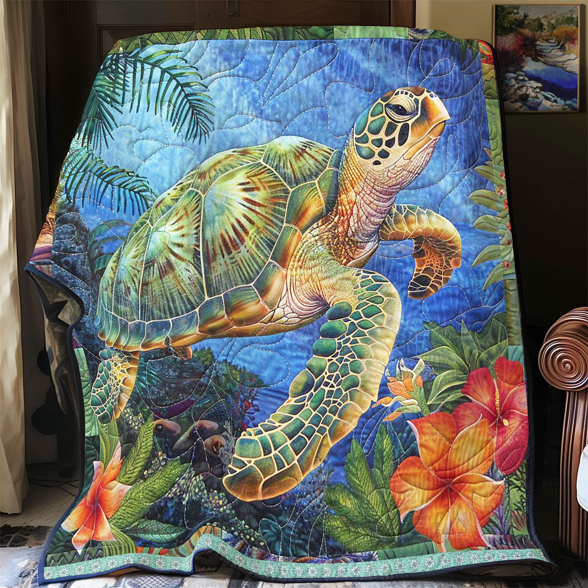 Hawaiian Turtle WP3007014CL Quilt Blanket