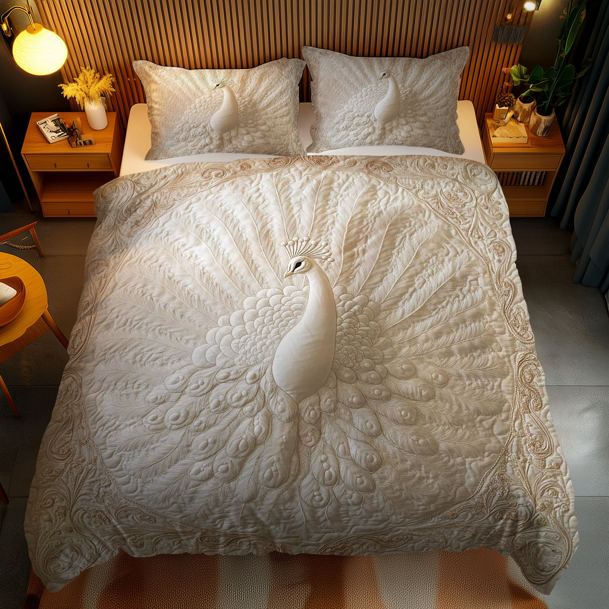 Ethereal Peacock Beauty WN1002062CL Quilted Bedding Set