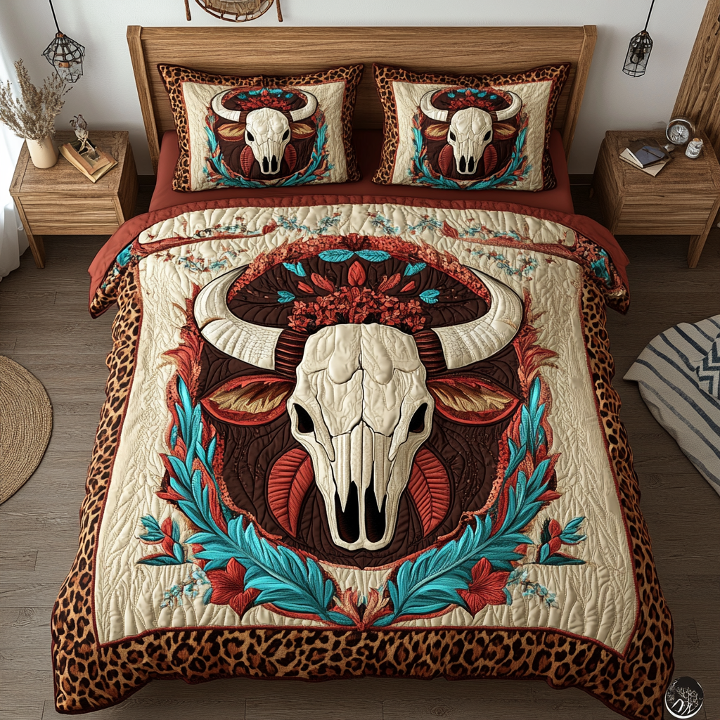 Artistic Bull Skull XR1302001CL Quilted Bedding Set