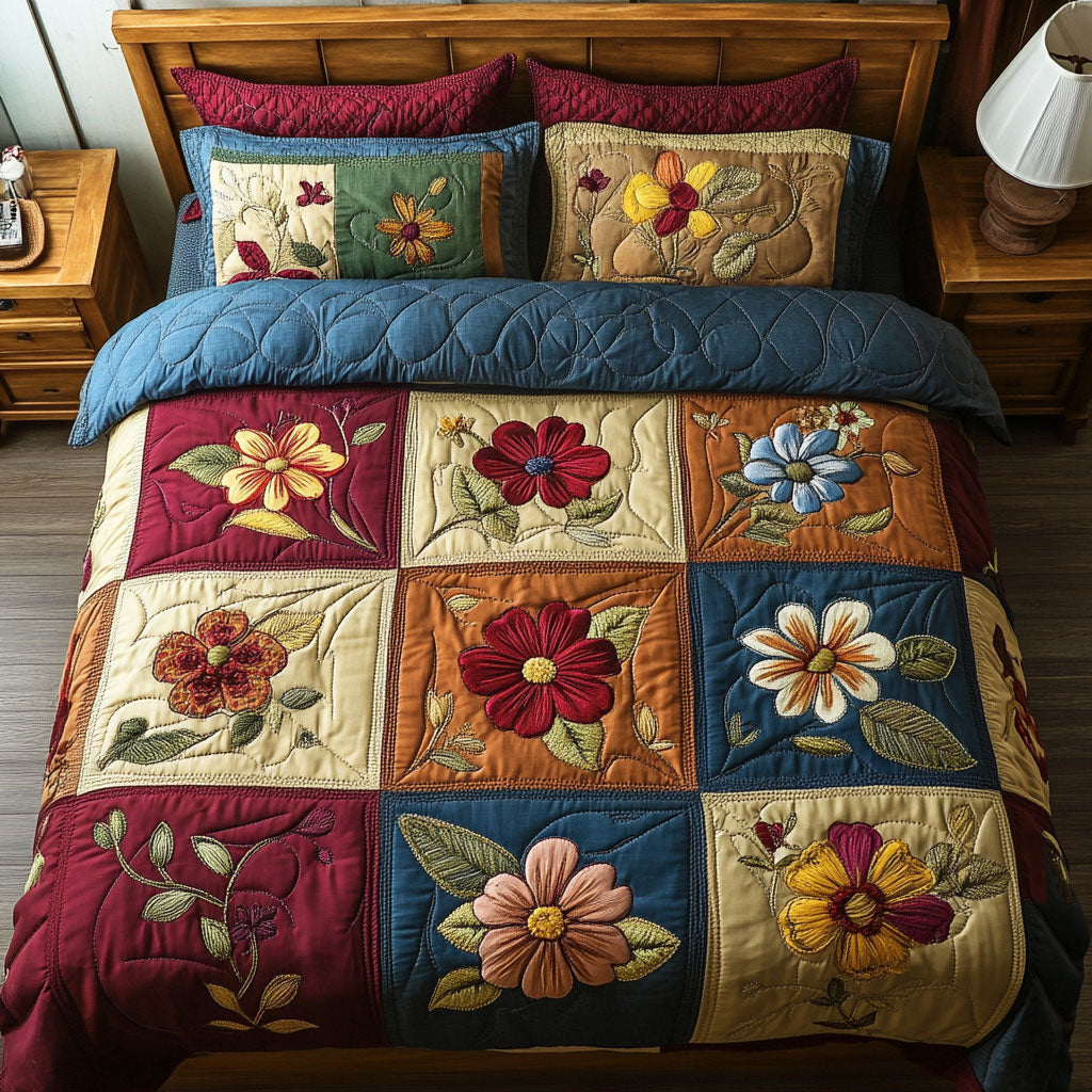 Flower Patchwork WX2702032CL Quilted Bedding Set