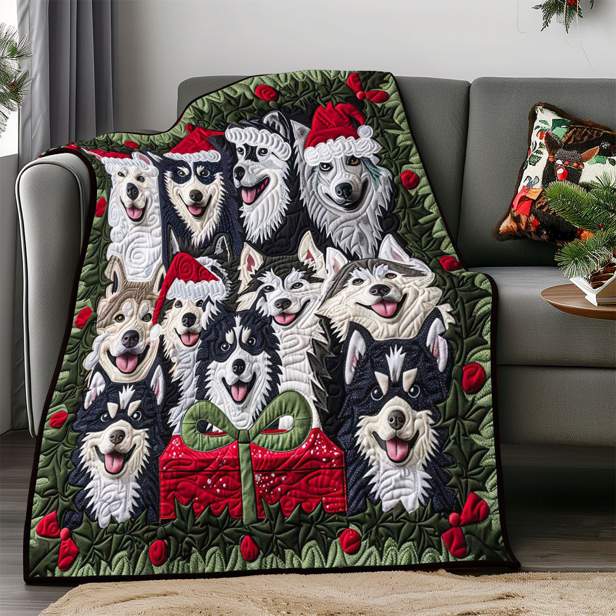 Husky Christmas Gift WP1508011CL Quilt Blanket