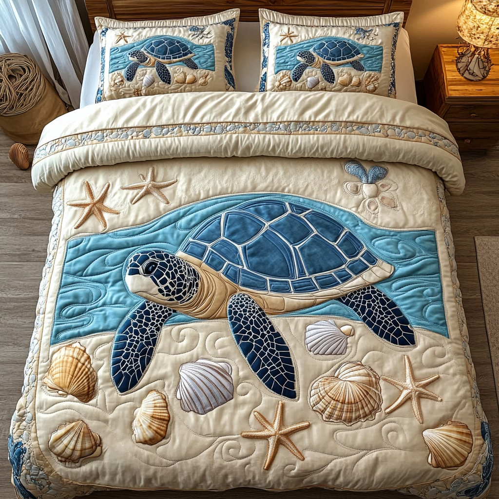Blue Turtle XR1902003CL Quilted Bedding Set