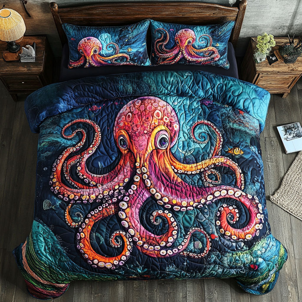 Majestic Sea Octopus WY1302095CL Quilted Bedding Set