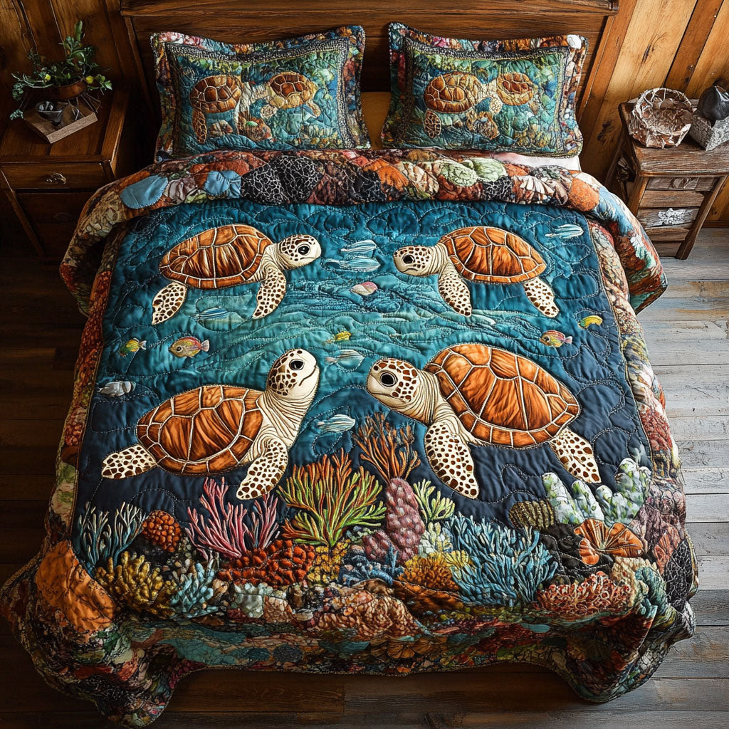 Turtle And Ocean WY1802050CL Quilted Bedding Set