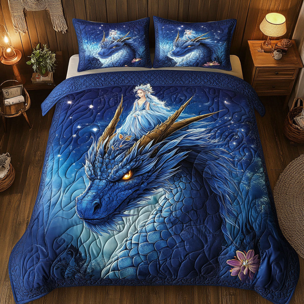 Dragon Blue Snow WT1202004CL Quilted Bedding Set