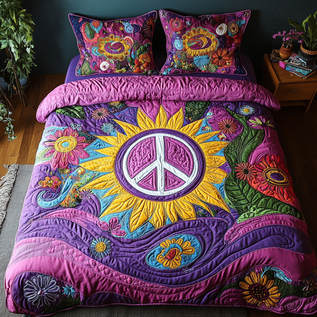 Peace Sign In Sun WY1902024CL Quilted Bedding Set