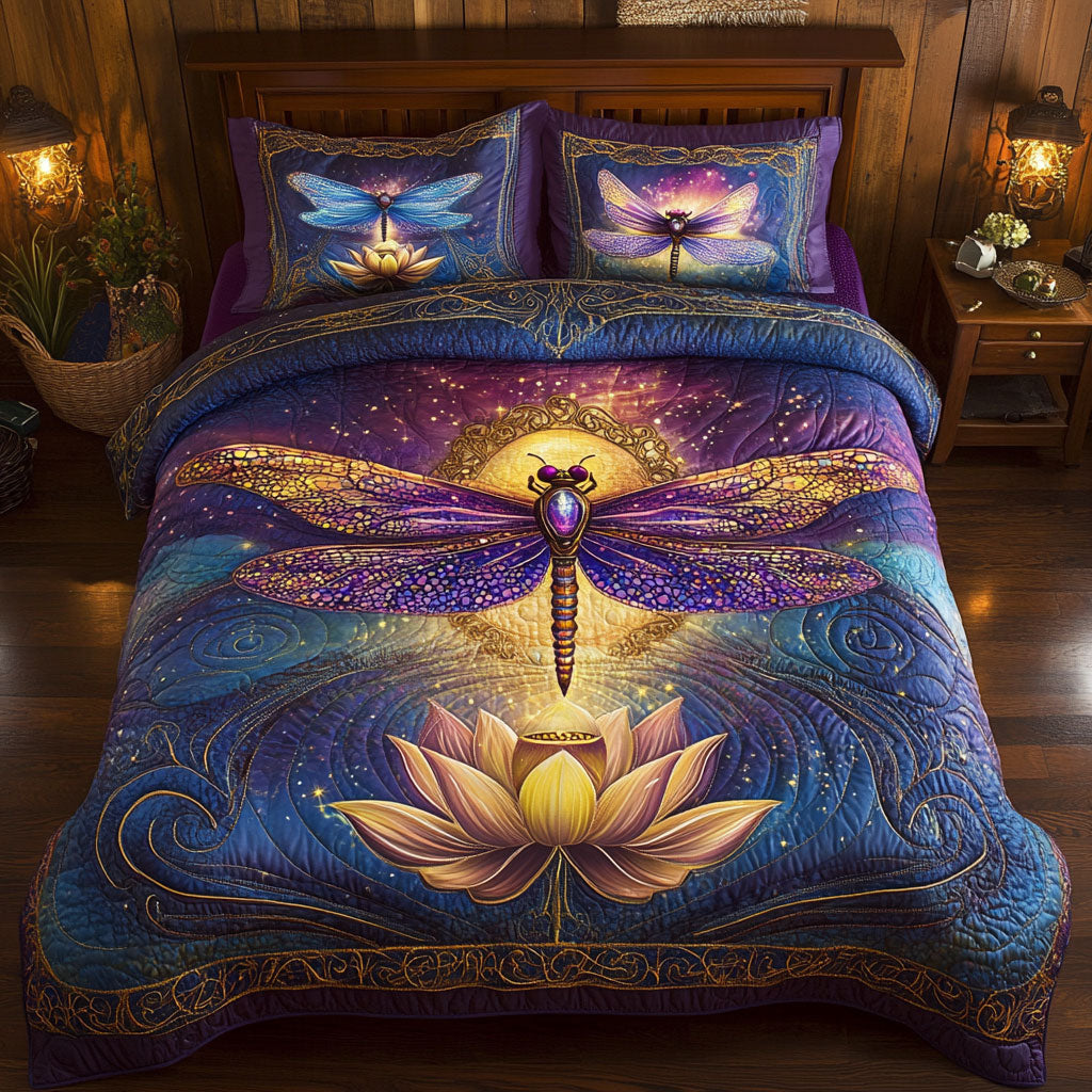 Dragonfly Lotus WT2702056CL Quilted Bedding Set