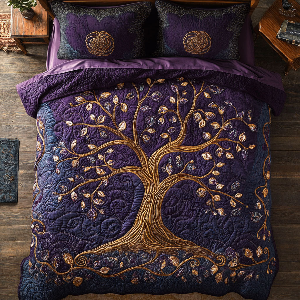 Mystic Purple Tree WY1202050CL Quilted Bedding Set