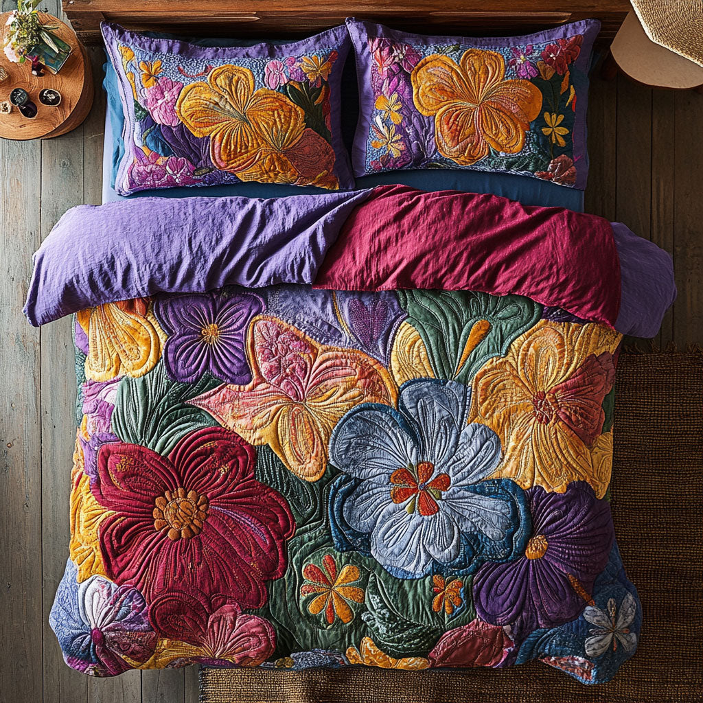 Flowers WX2702038CL Quilted Bedding Set
