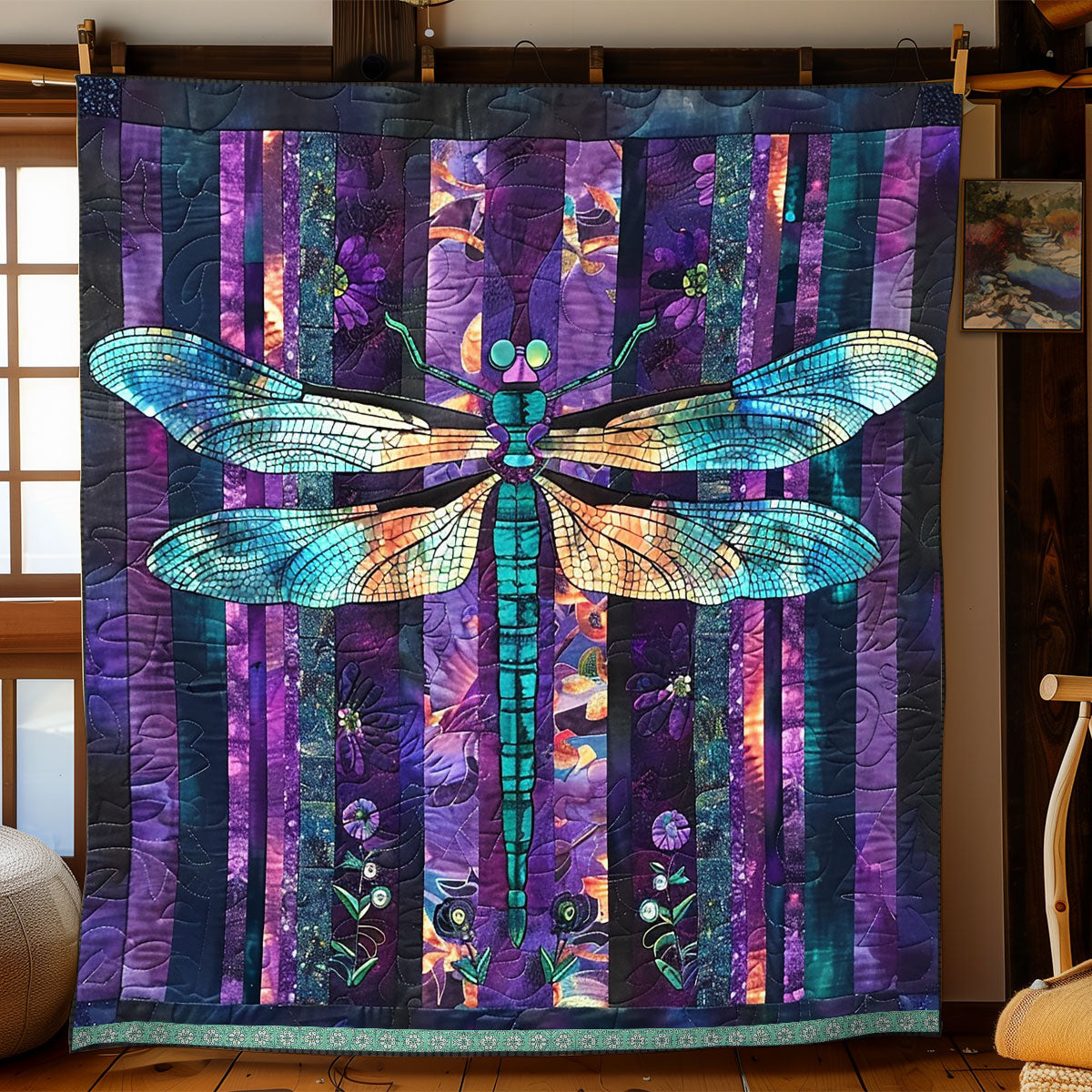 Dragonfly Purple Patchwork WP0609016CL Quilt Blanket
