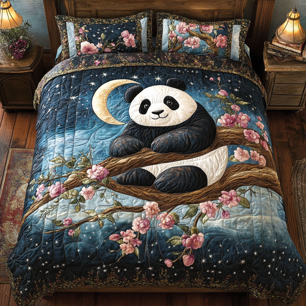 Panda Pink Blossoms WT0703095CL Quilted Bedding Set