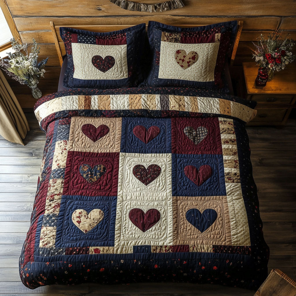 Hearts Patchwork WY1402071CL Quilted Bedding Set