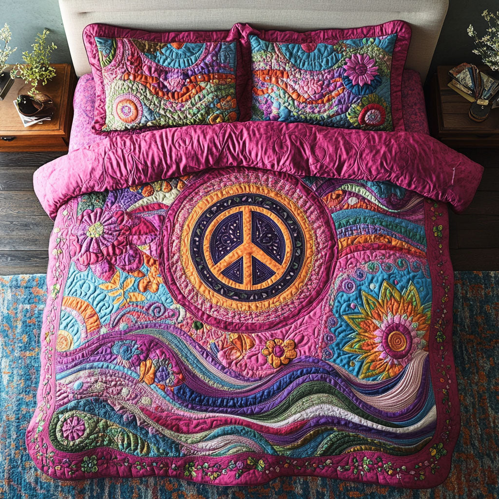 Peace Sign In Magic WY1902022CL Quilted Bedding Set