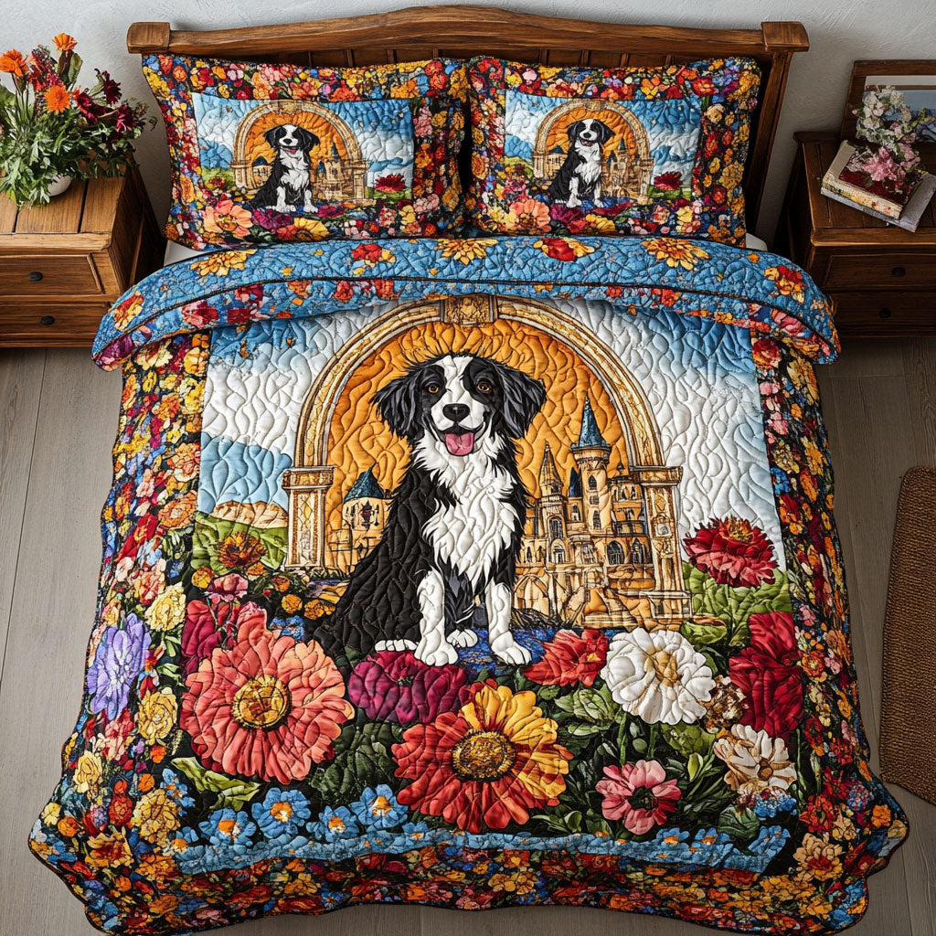 Border Collie In Garden WY0502045CL Duvet Cover Set