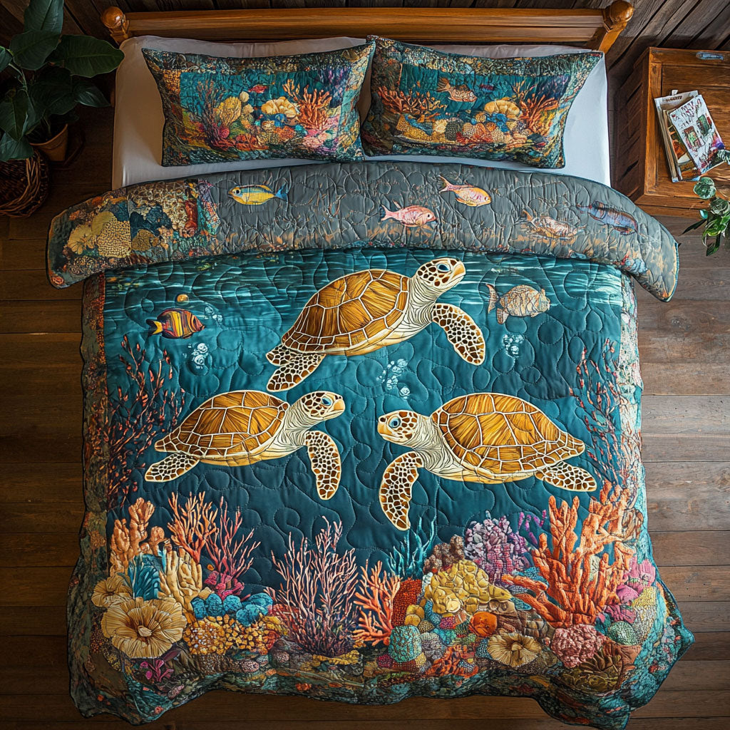 Turtle In Ocean WY1802056CL Quilted Bedding Set