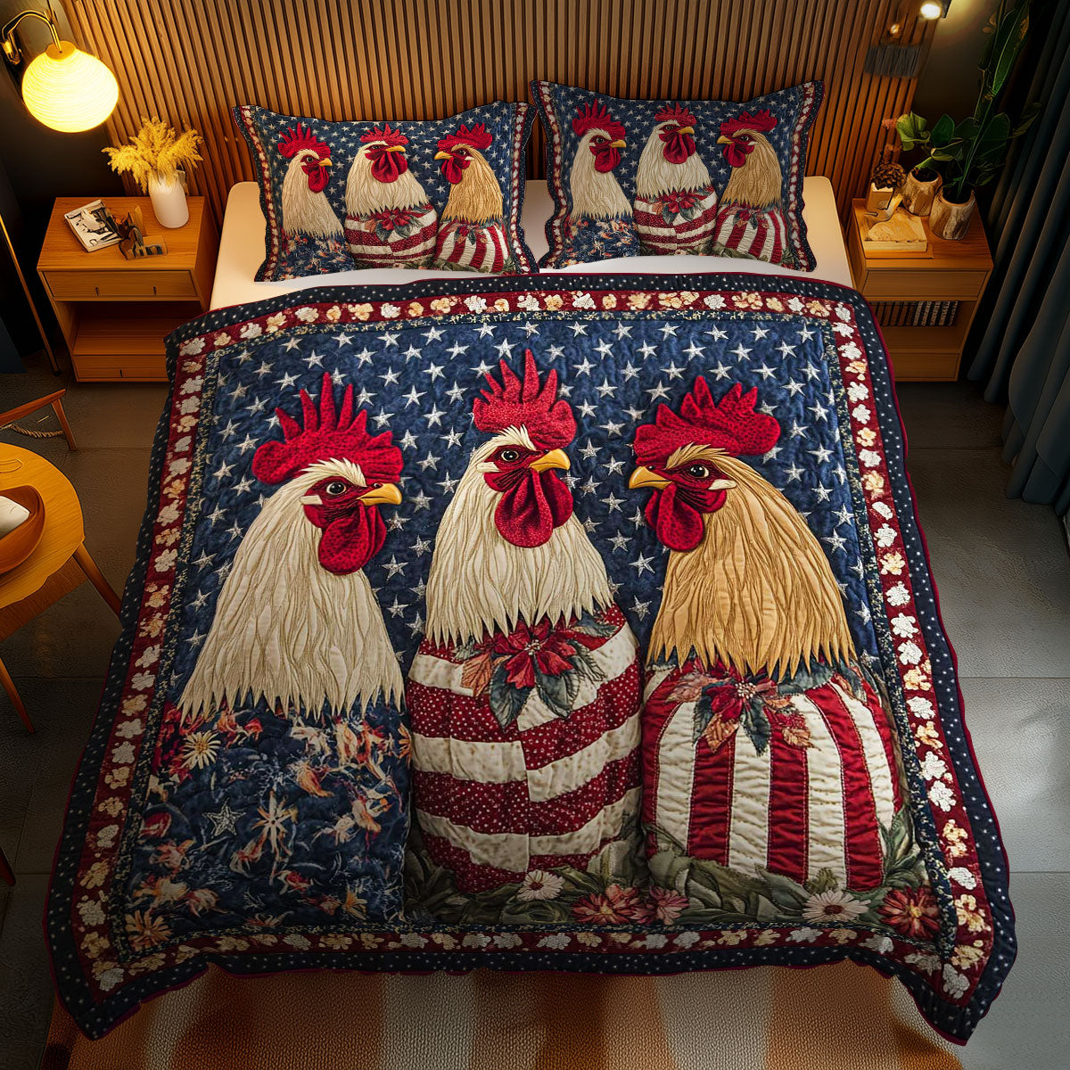 Freedom Rooster WN1002064CL Quilted Bedding Set