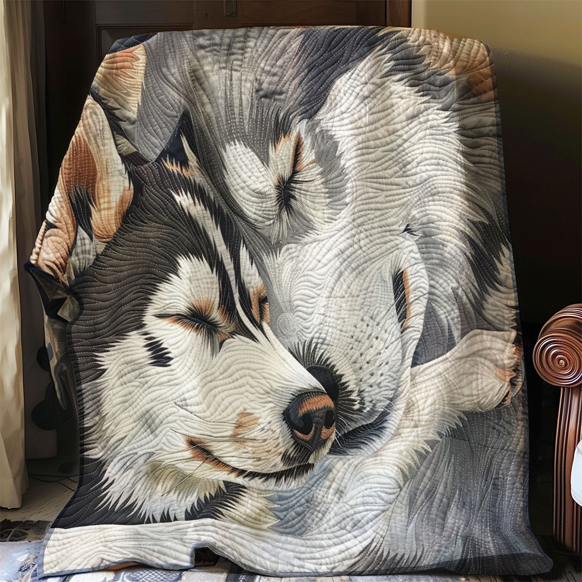 Husky Sleeping WO2108021CL Quilt Blanket