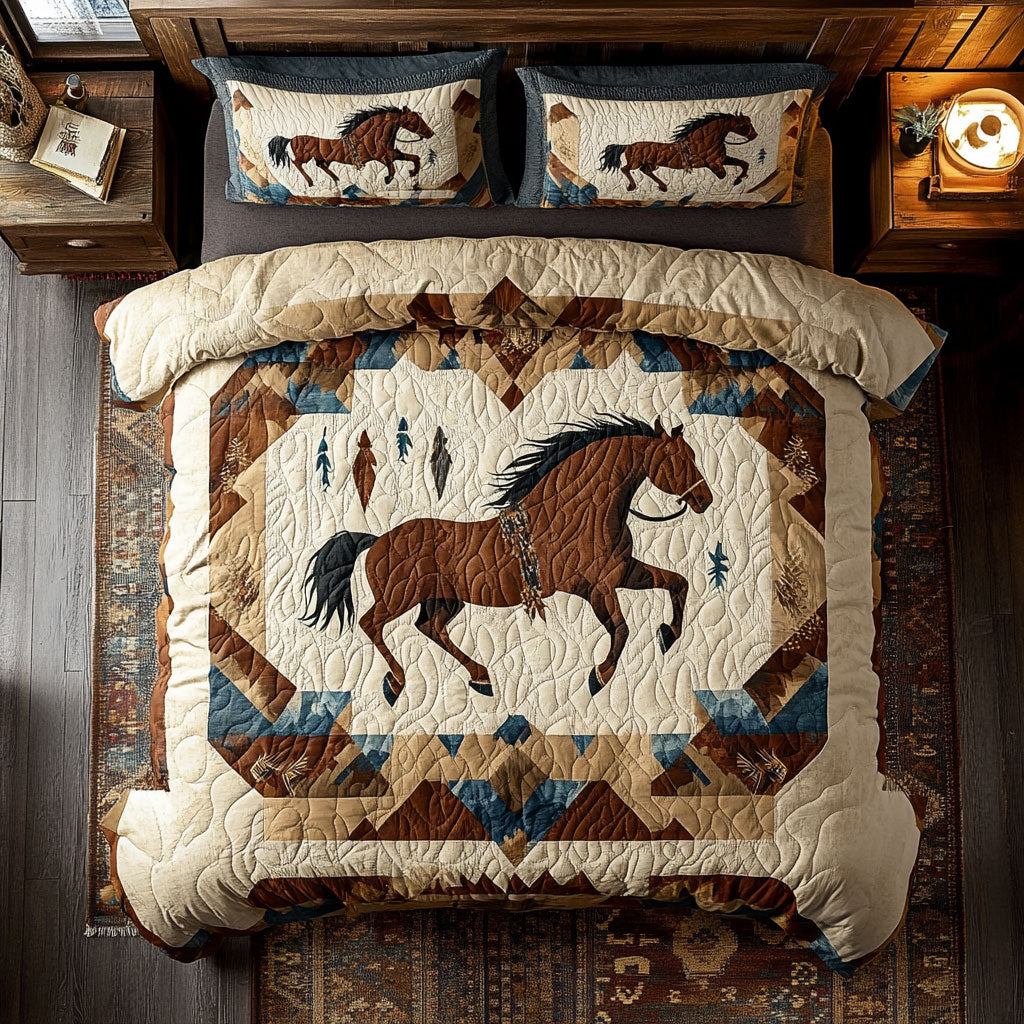 Horse Native American WX1002034CL Quilted Bedding Set