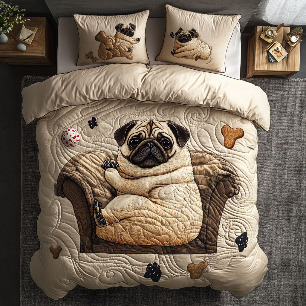 Lazy Pug WX1002036CL Quilted Bedding Set