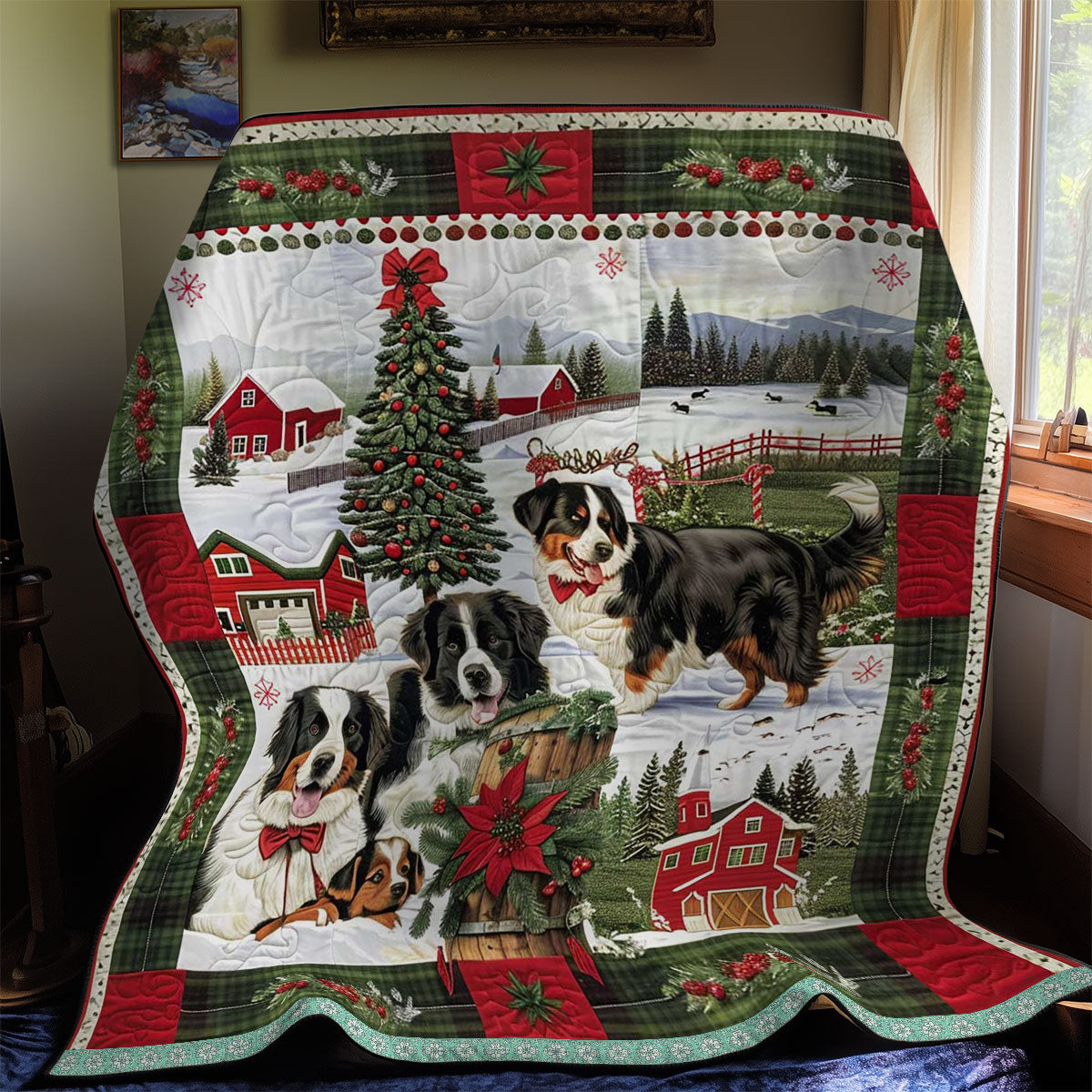Bernese Mountain Holiday Cheer WN3008009CL Quilt Blanket