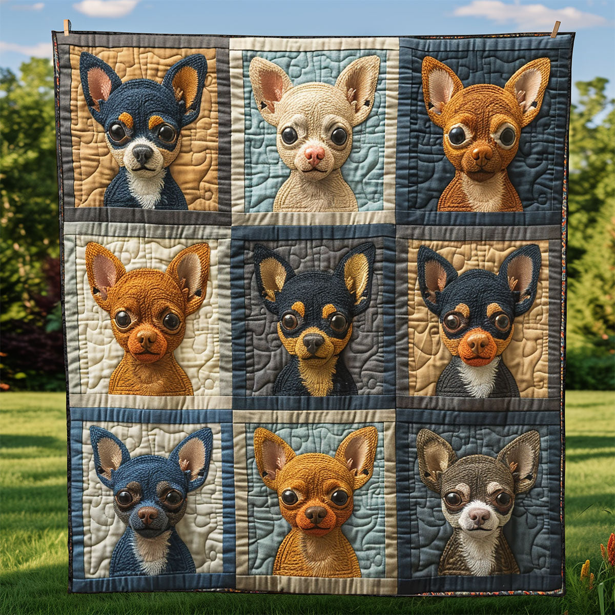 Chihuahua Faces XR2708004CL Quilt Blanket