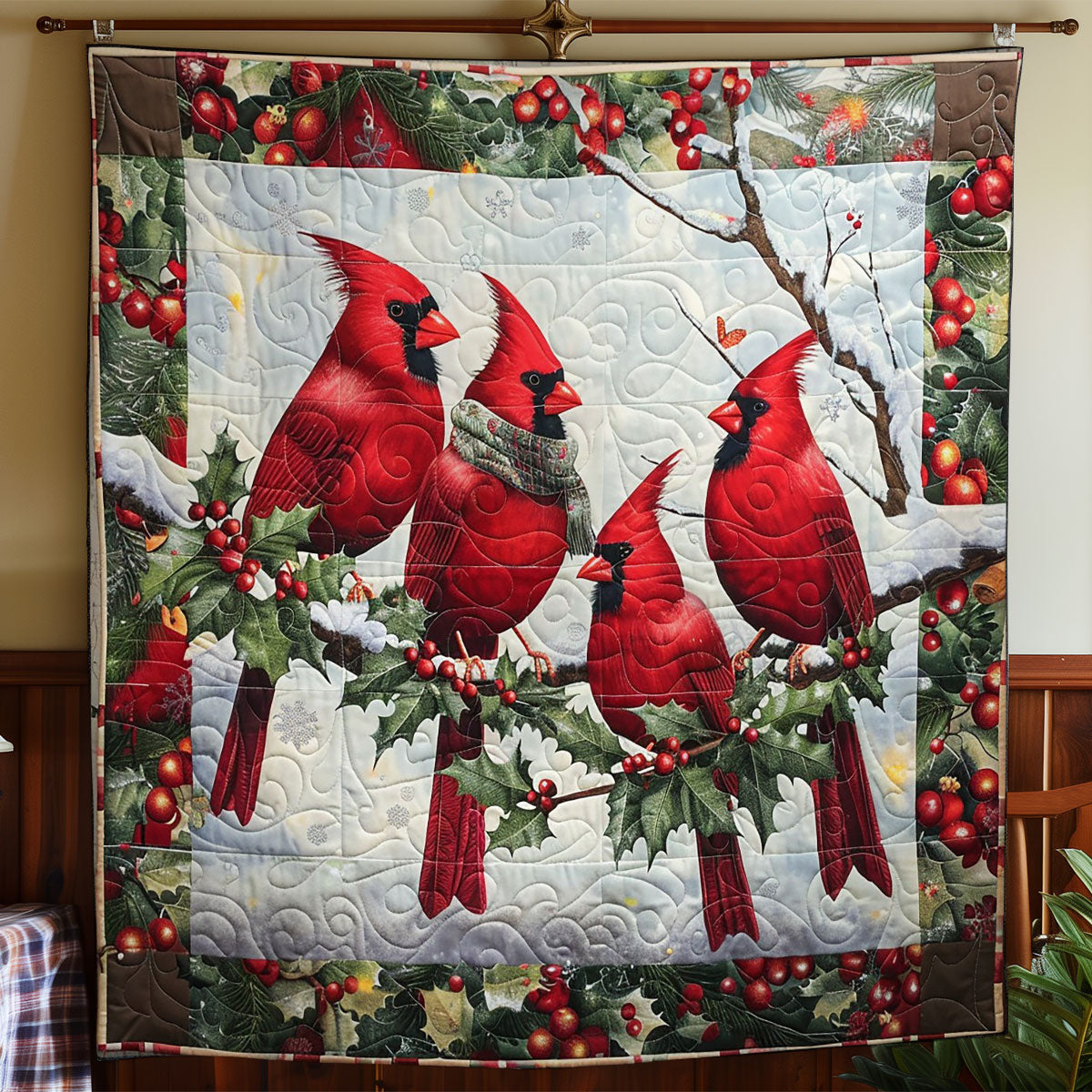 Red Cardinals In The Snow WO2308001CL Quilt Blanket
