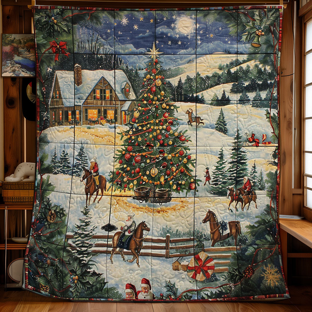 Horse And Christmas Scene WO2208019CL Quilt Blanket