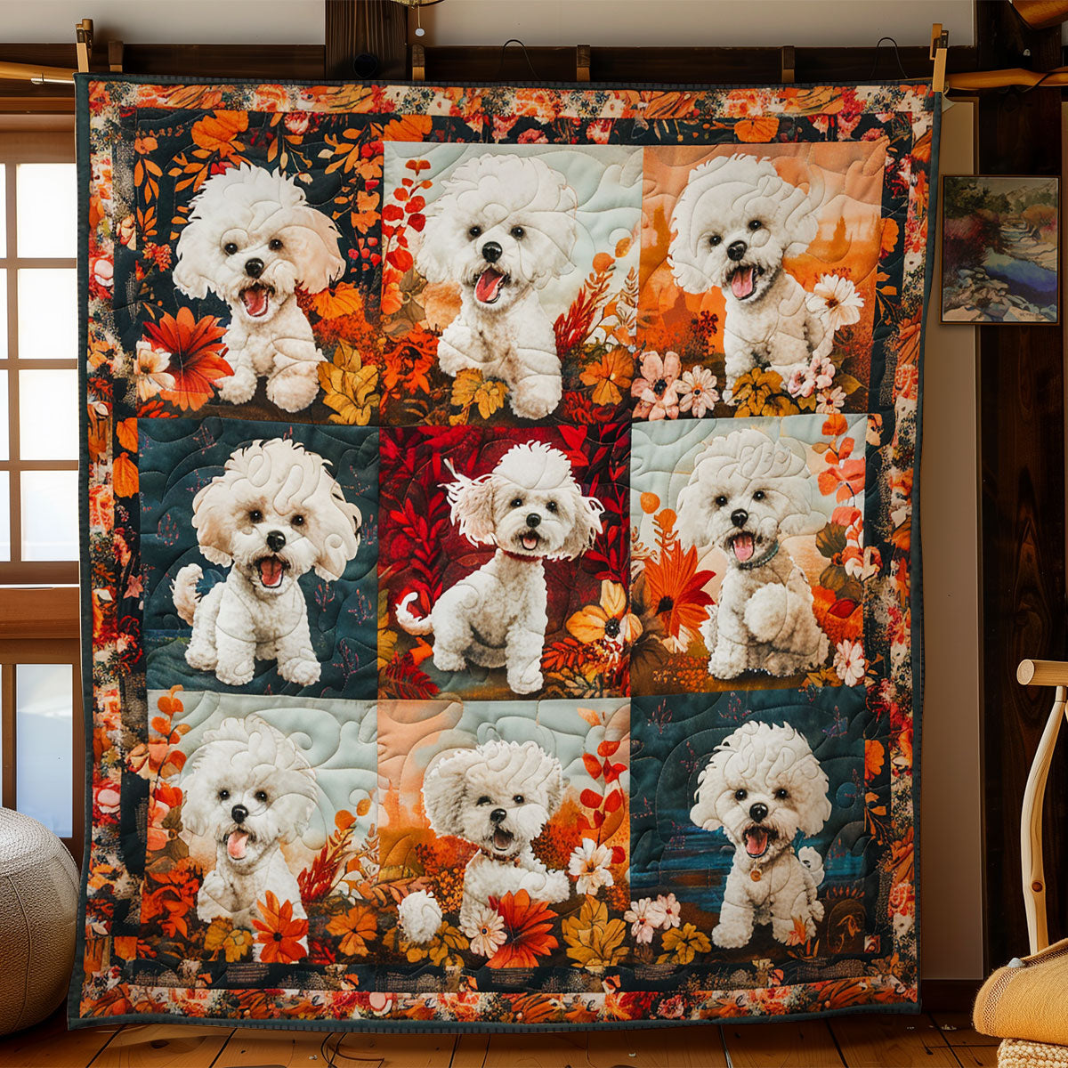 Poodle In The Garden WO16080014CL Quilt Blanket