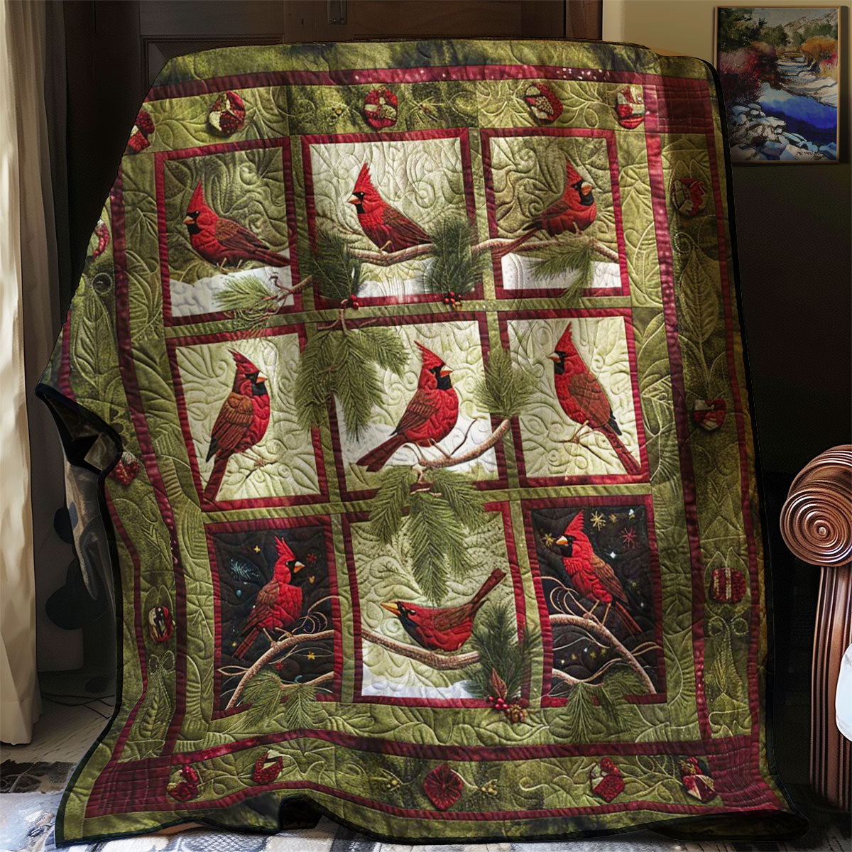 Red Cardinal WJ0406016CL Quilt Blanket