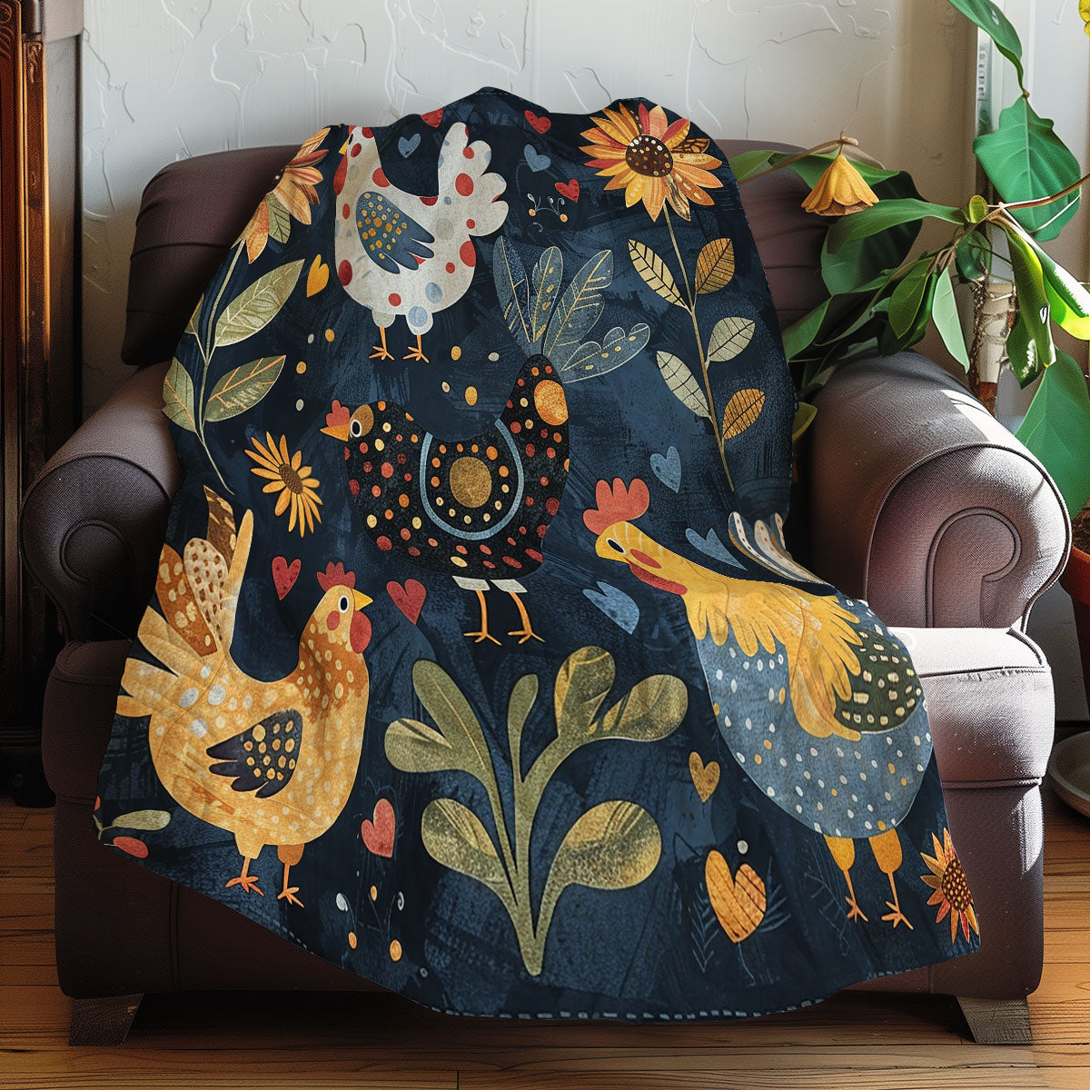 Adorable Chickens XR2907012CL Quilt Blanket