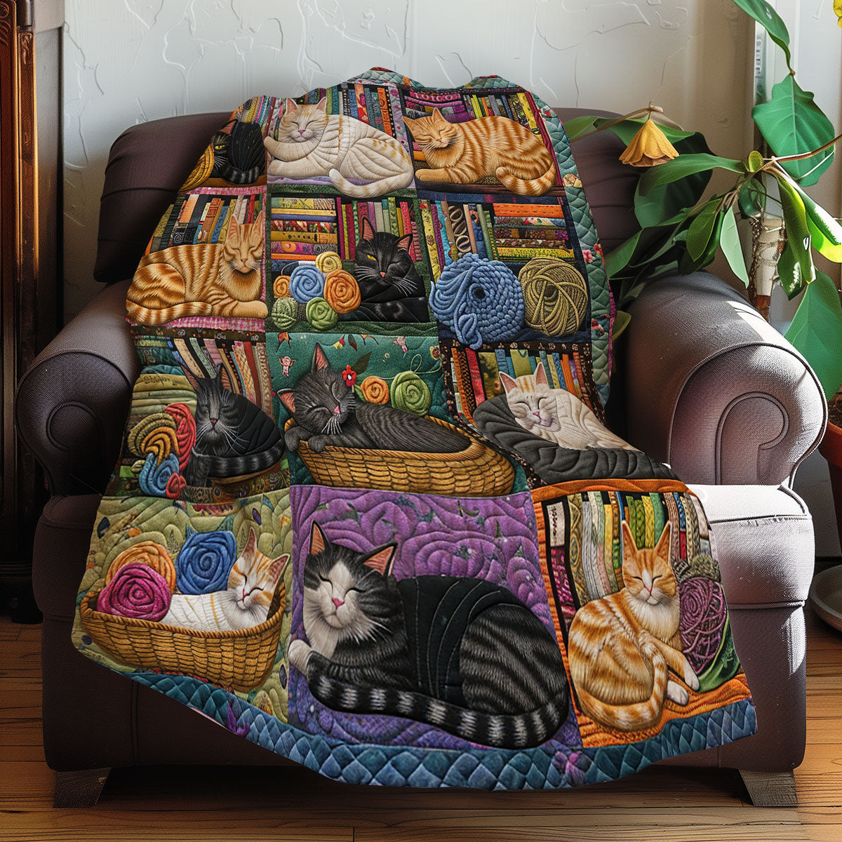 Cat Book Yarn XR2608003CL Quilt Blanket
