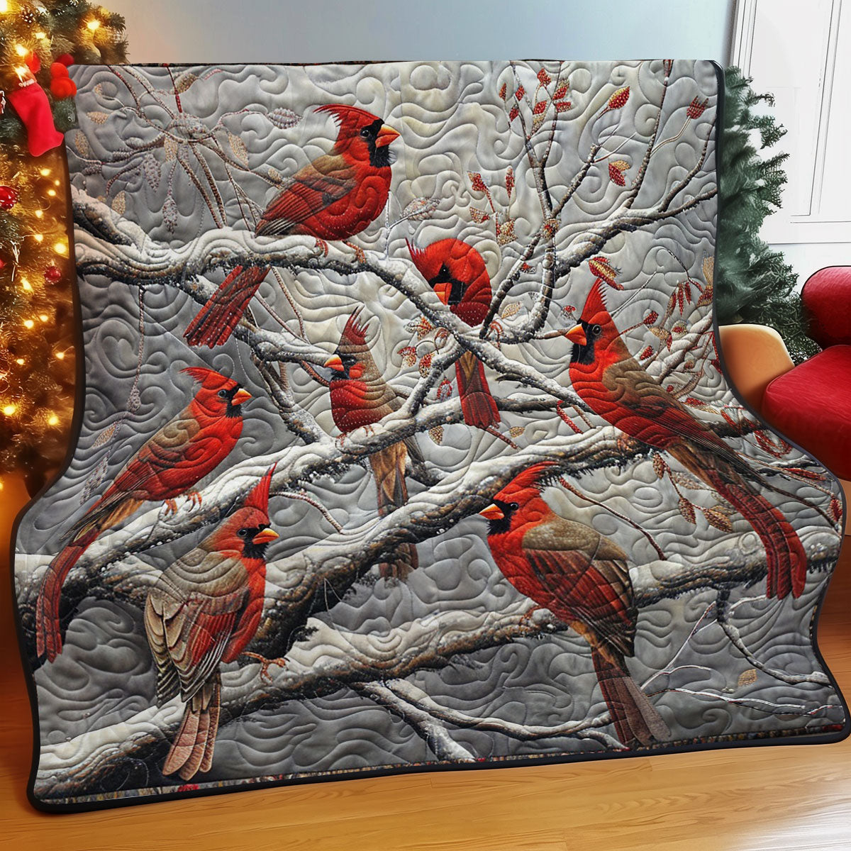 Red Cardinals WM1508046CL Quilt Blanket