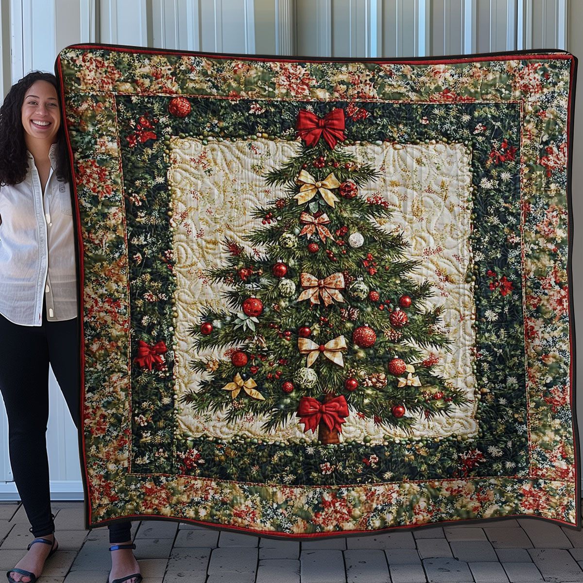 Joyful Christmas Tree WN0308024CL Quilt Blanket
