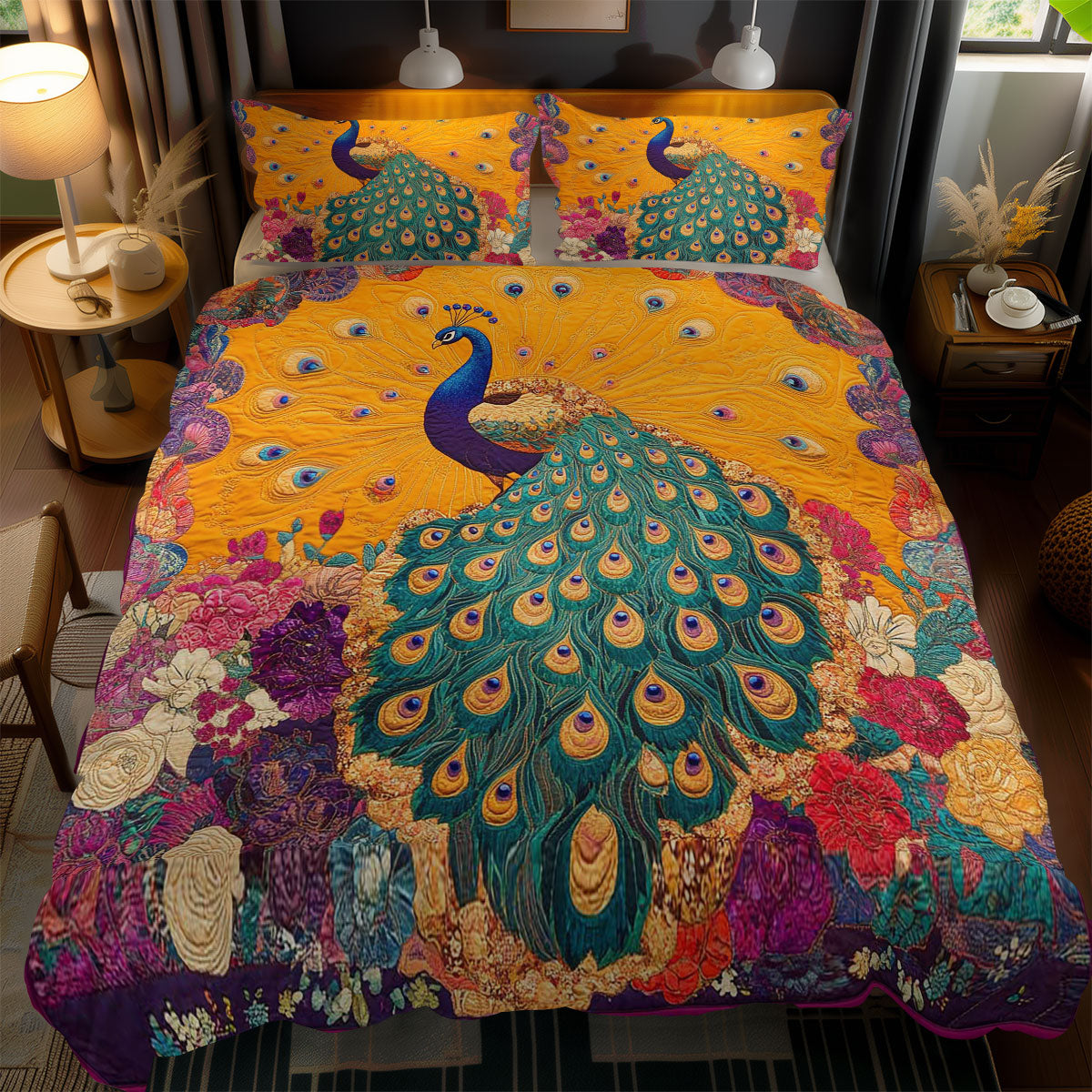 Golden Peacock WN1102060CL Quilted Bedding Set