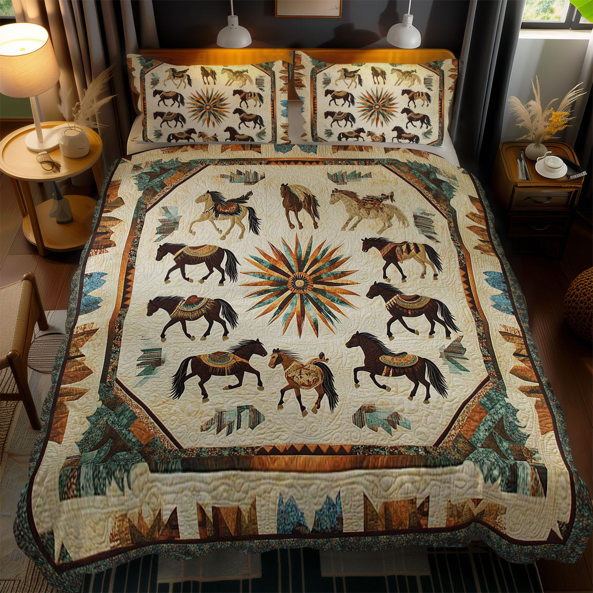 Mystic Horse WN1102066CL Quilted Bedding Set