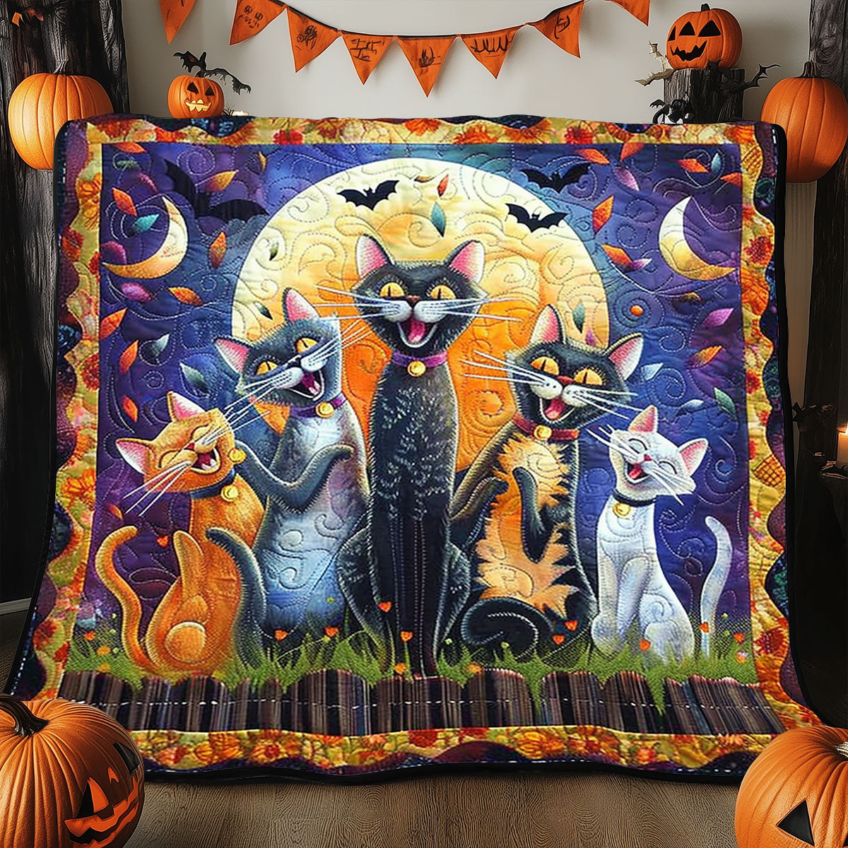 Halloween Cat Night SR2008021CL Quilt Blanket