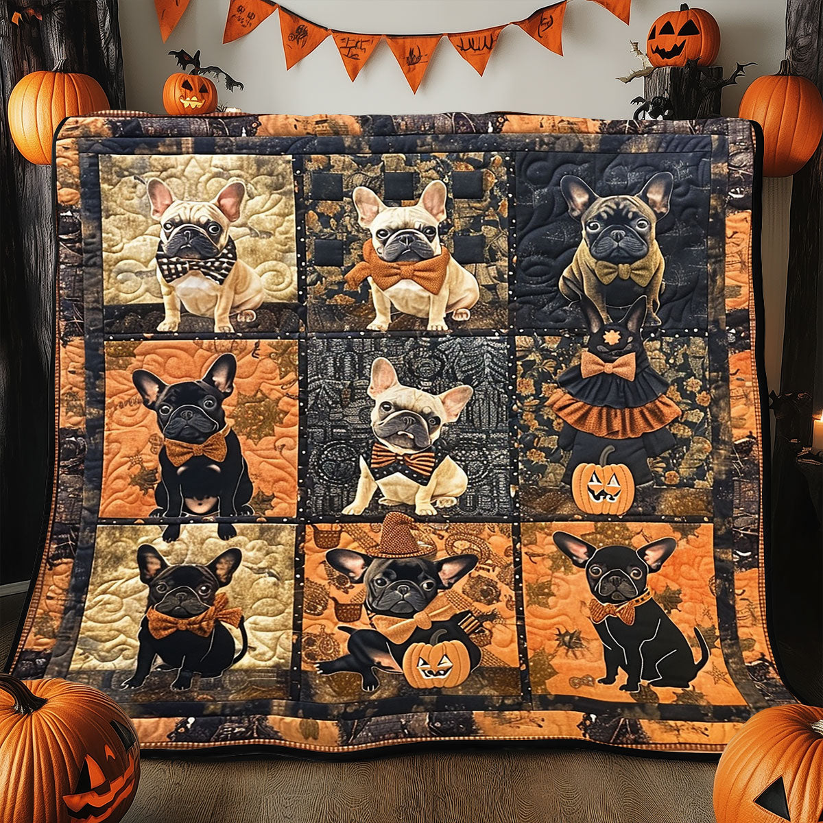 Halloween French Bulldog SR2008059CL Quilt Blanket