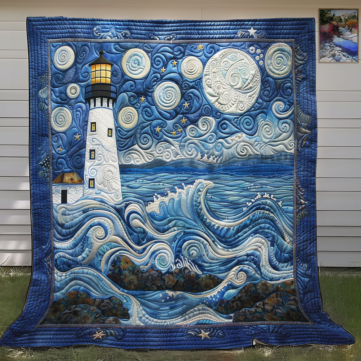 Stormy Lighthouse 1608045CL Quilt Blanket