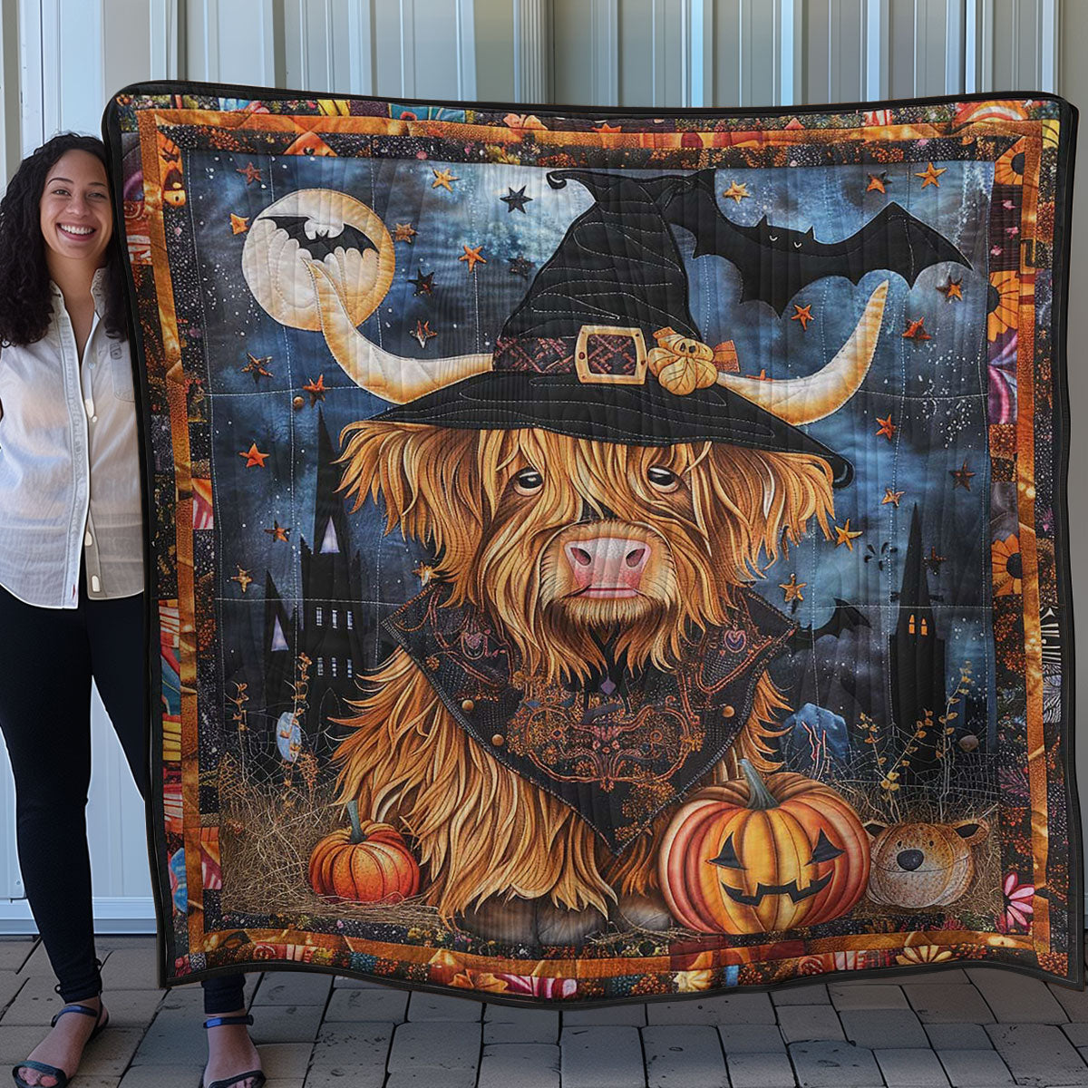 Witchy Highland Cow WN0908121CL Quilt Blanket