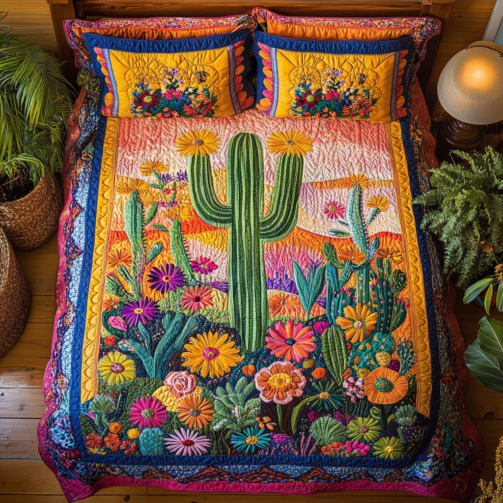 Vibrant Cactus WX2402041CL Quilted Bedding Set