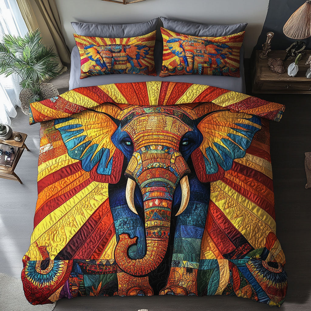 Vibrant Elephant WX1002063CL Quilted Bedding Set