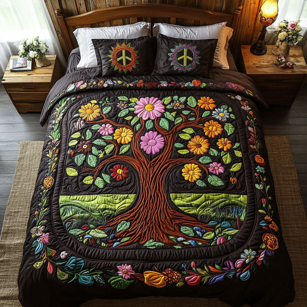 Mystic Hippie Style Tree WY1802064CL Quilted Bedding Set