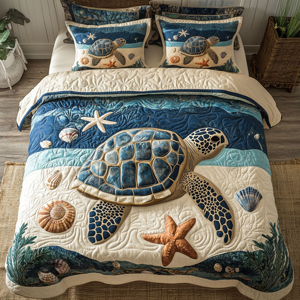 Turtle And Sandy Beach CP2306019CL Duvet Cover Set