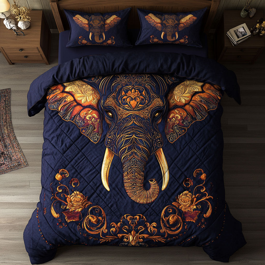 Mystic Elephant WY1302099CL Quilted Bedding Set