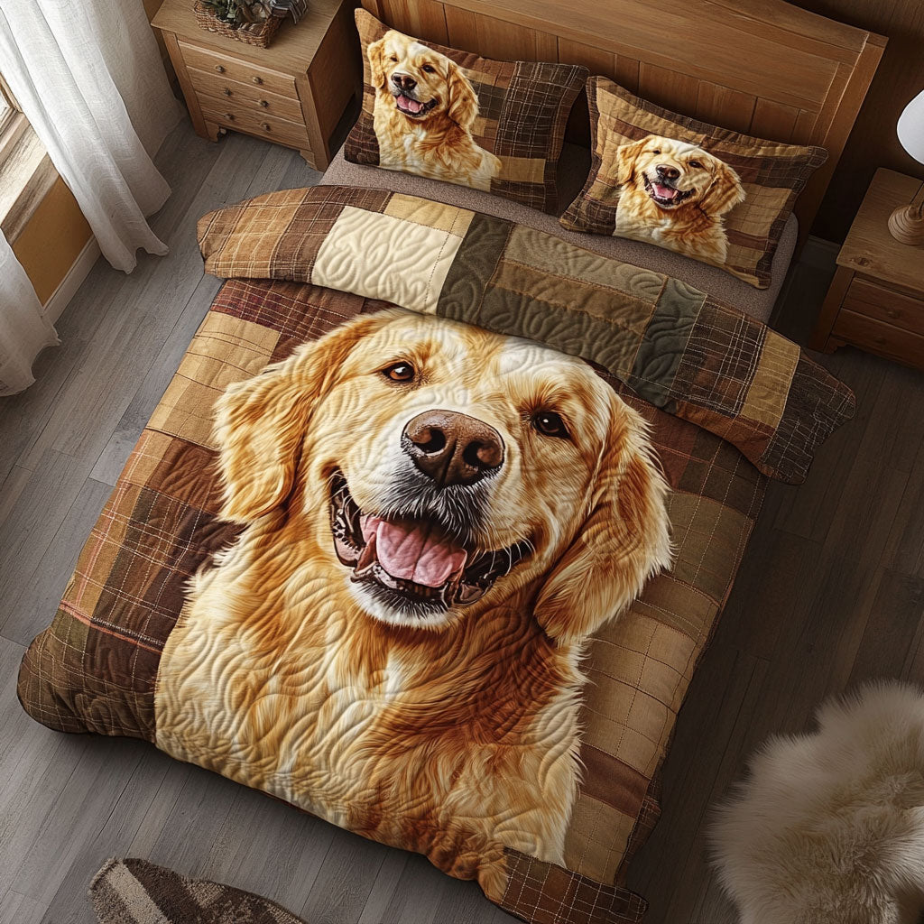Adorable Golden Retriever WX0303002CL Quilted Bedding Set